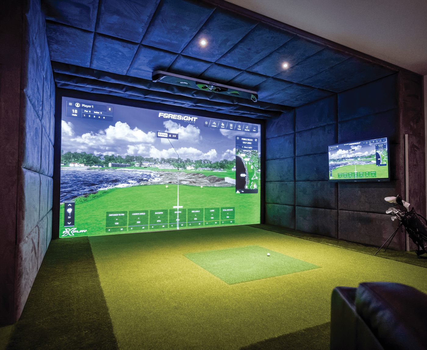 Golf simulator bay with Foresight Falcon